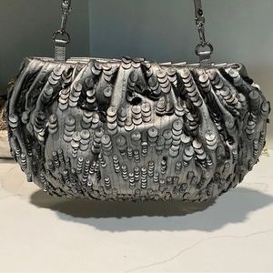 Diane Von Furstenberg silver leather handbag